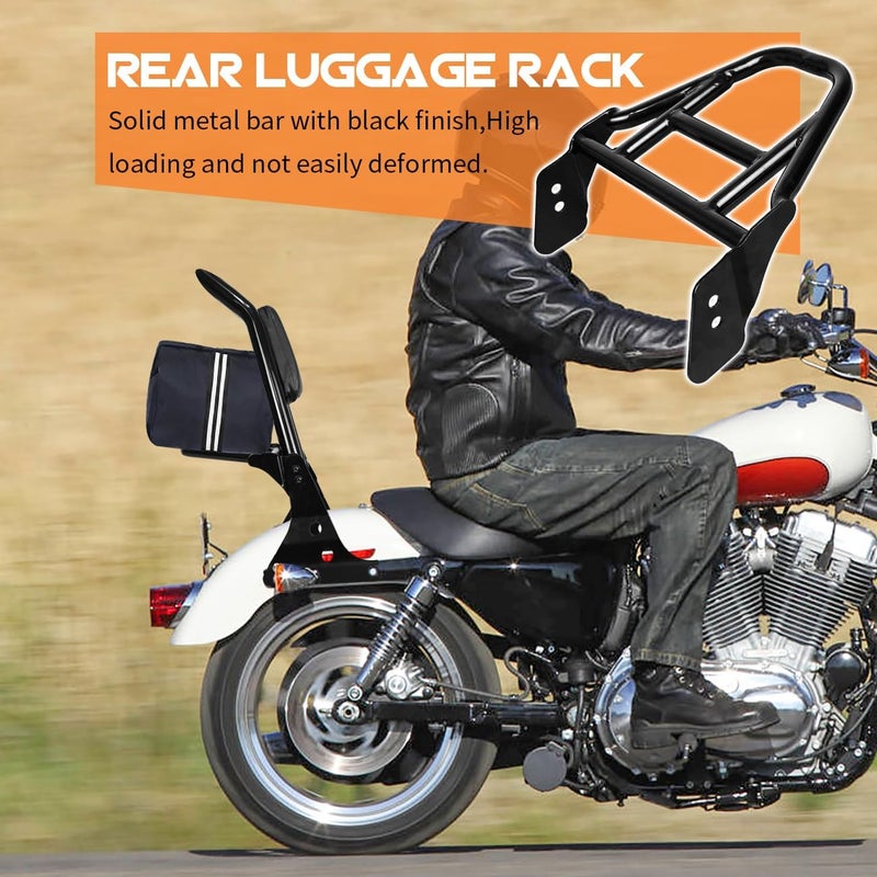 AUFER Motorcycle Detachable Rear Passenger Backrest Sissy Bar With Luggage Rack Rotary Docking Latches Clips Compatible With For 2004-Up Sportster XL 883 1200 Super Low Forty Eight Seventy Two - Image 5